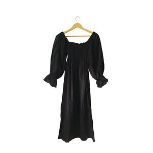 Sleeper Atlanta Linen Midi Dress Black Size Small